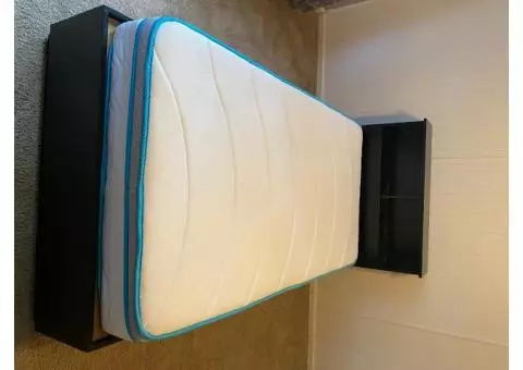 Twin mattress and twin bed frame with head board